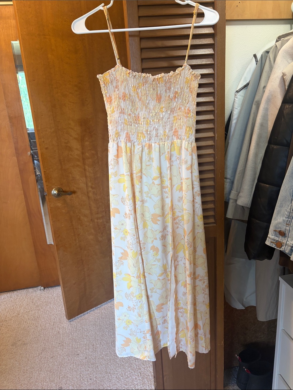 RESA Yellow and Cream Floral Midi Dress